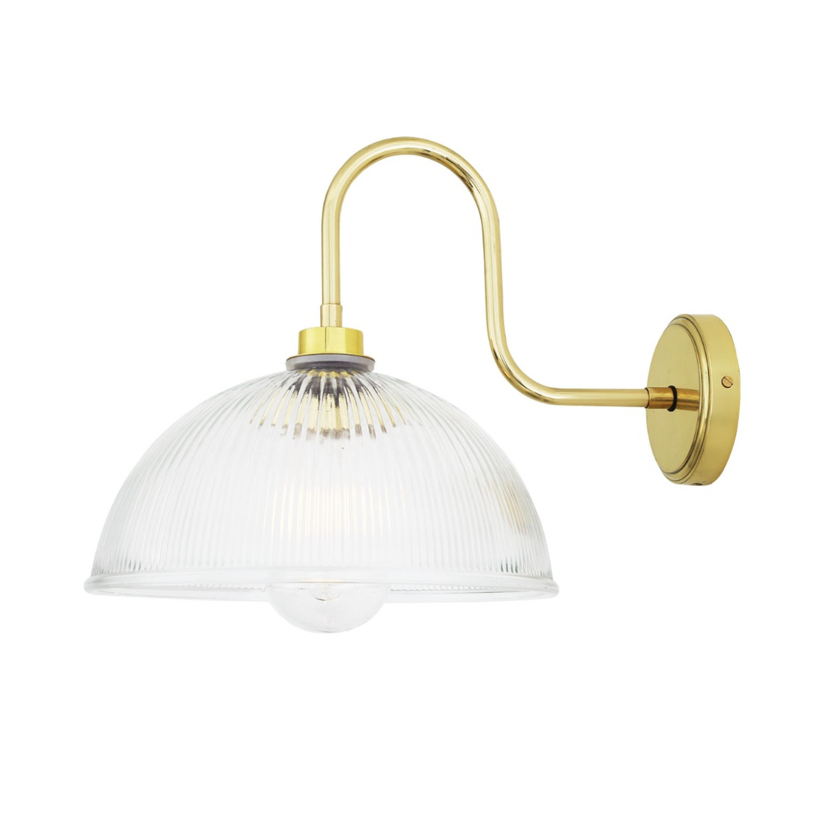 Maris Prismatic Glass Swan Neck Wall Light IP65 Mullan Lighting