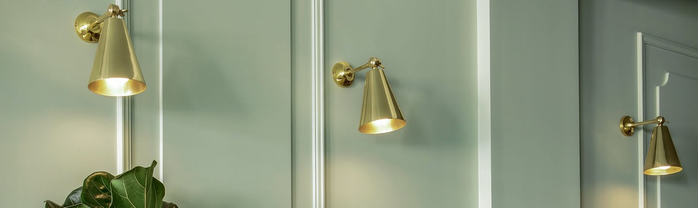 Mullan Amias Mid-Century Double Brass Cone wall light – Ombra Lighting