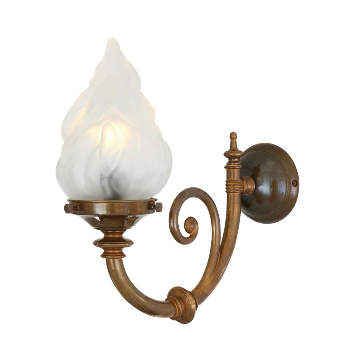 Darwin Traditional Brass Wall Light with Flame Glass Lamp Shade main product image