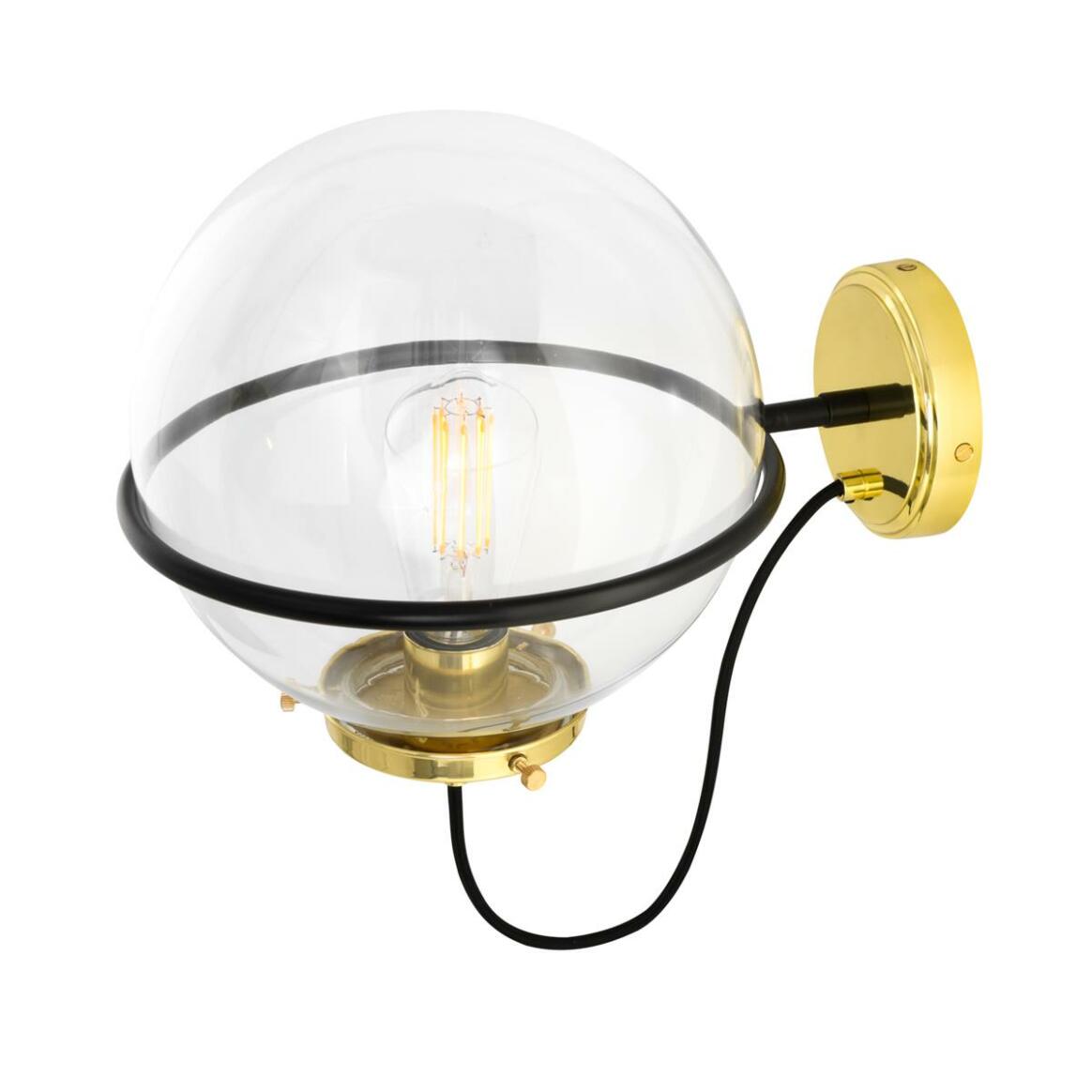 Oranmore Glass Globe Wall Light in Circular Steel Ring 25cm main product image