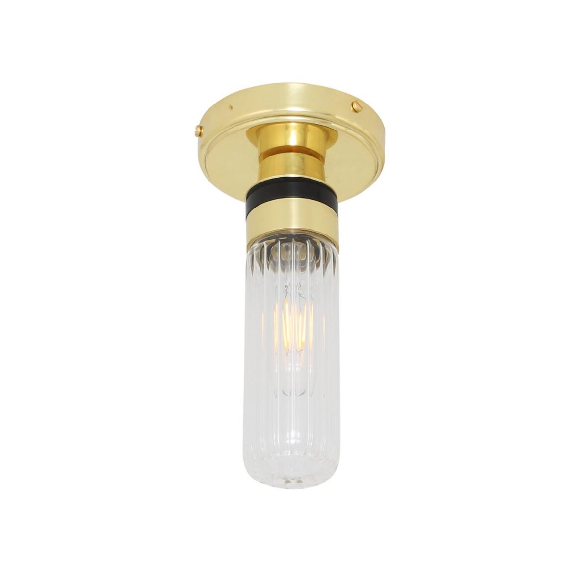 Tay Rippled Glass Flush Bathroom Ceiling Light IP65 main product image