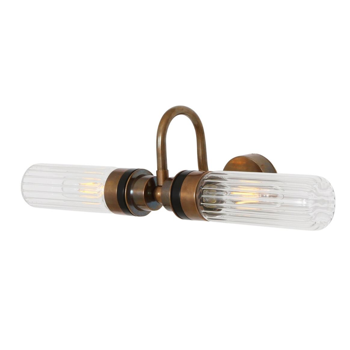 Nevis Double Tube Glass Bathroom Wall Light with Swan Neck IP65 main product image