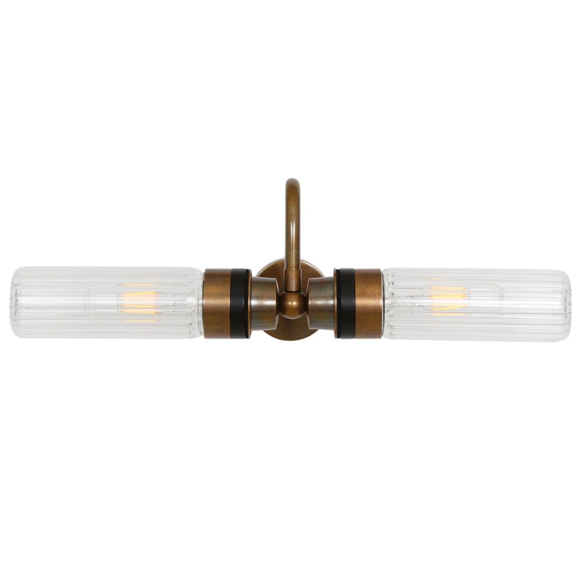 Nevis Double Tube Glass Bathroom Wall Light with Swan Neck IP65