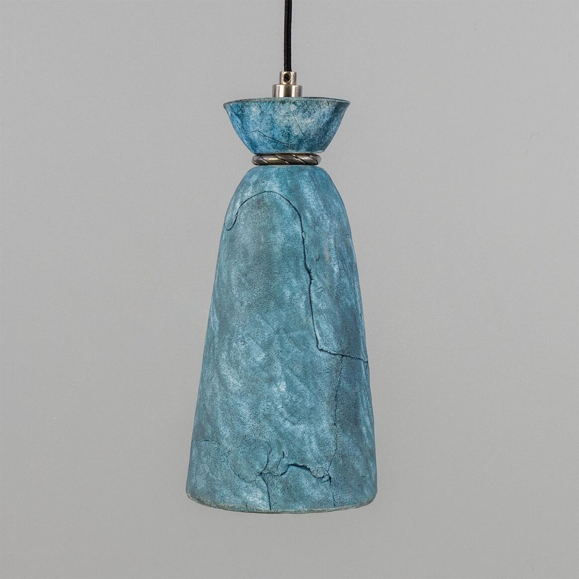 Parva Ceramic Bathroom Pendant Light 5.5", Blue Earth IP44 main product image