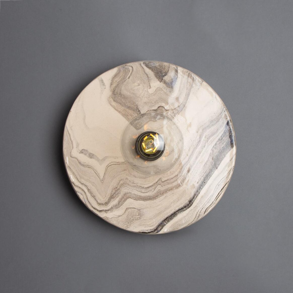 Bog Oak Marbled Ceramic Disc Wall Light main product image
