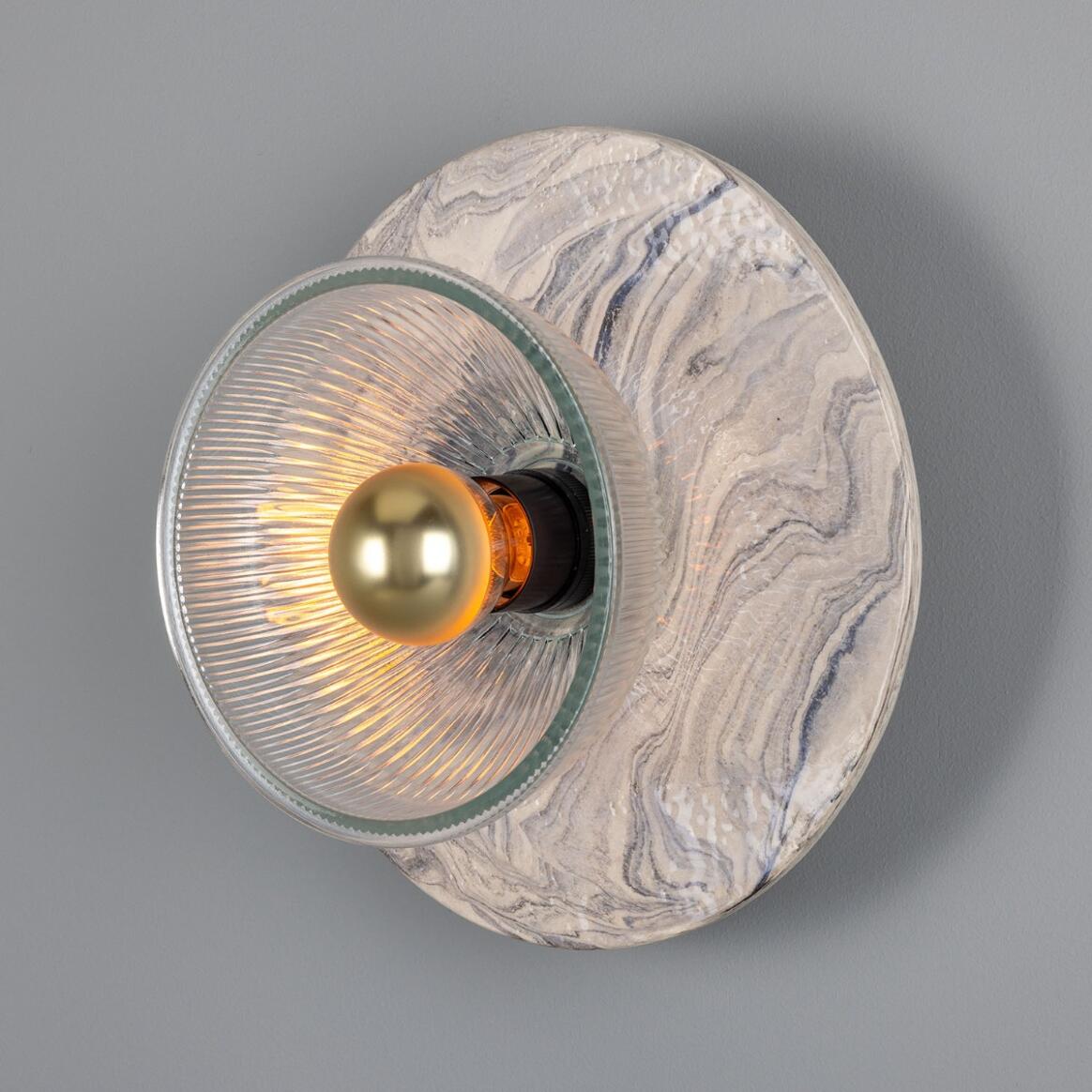 Soraya Glass and Marbled Ceramic Disc Wall Light main product image