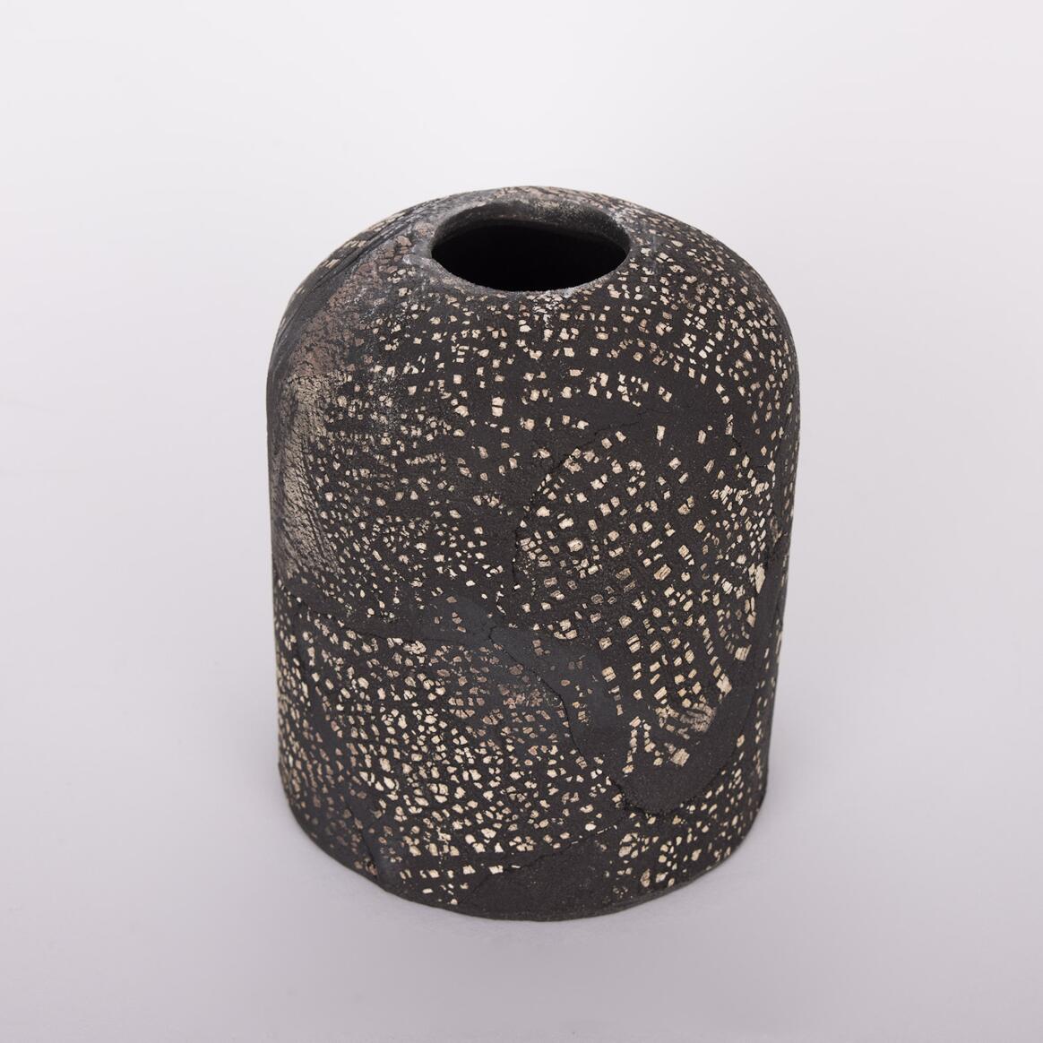 Osier Ceramic Cylinder Lamp Shade, Black Clay 4.5" main product image