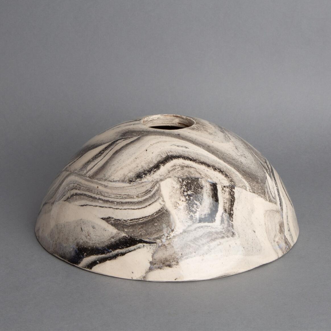 Kauri White and Black Marble Ceramic Dome Lamp Shade 7.9" main product image