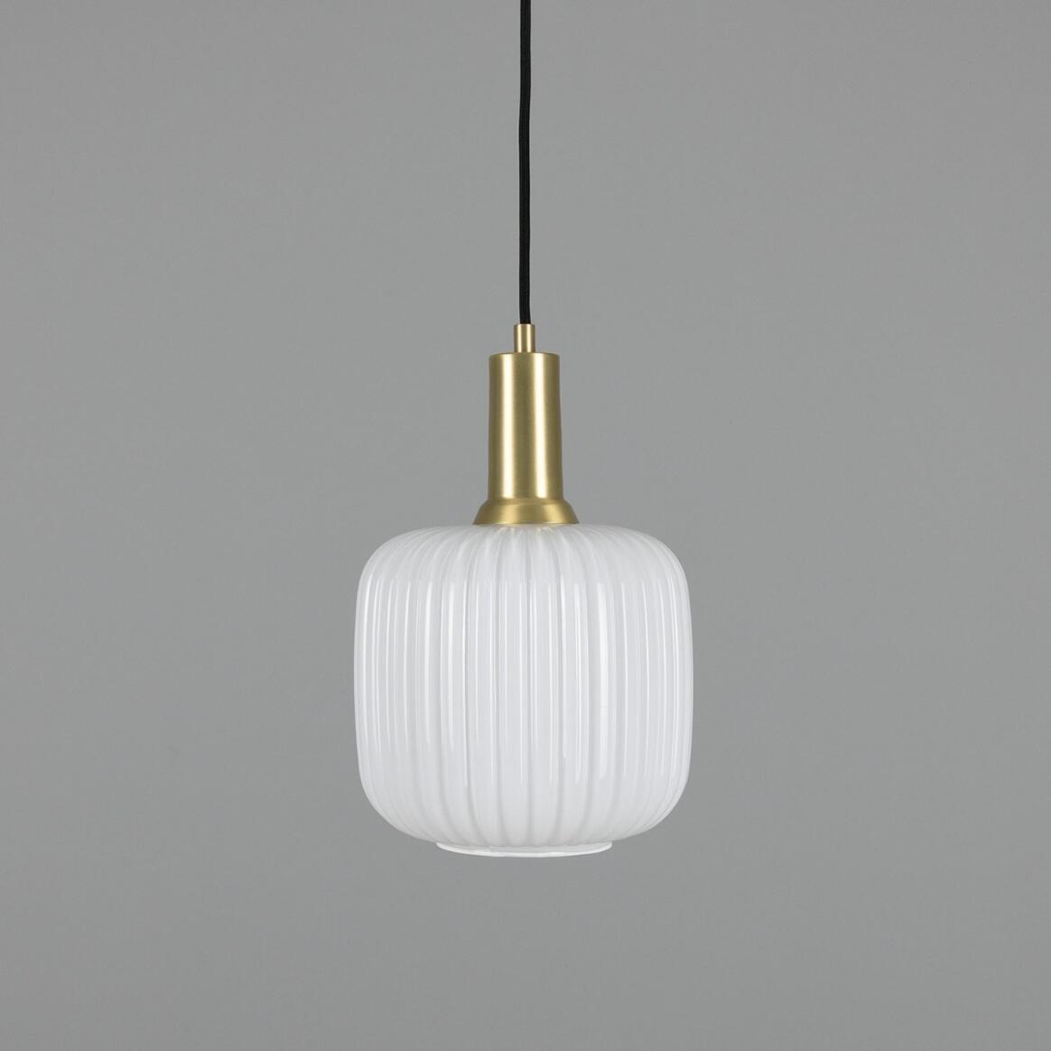 Nahla Reeded Glass and Brass Pendant 7.9", Clear or Opal main product image