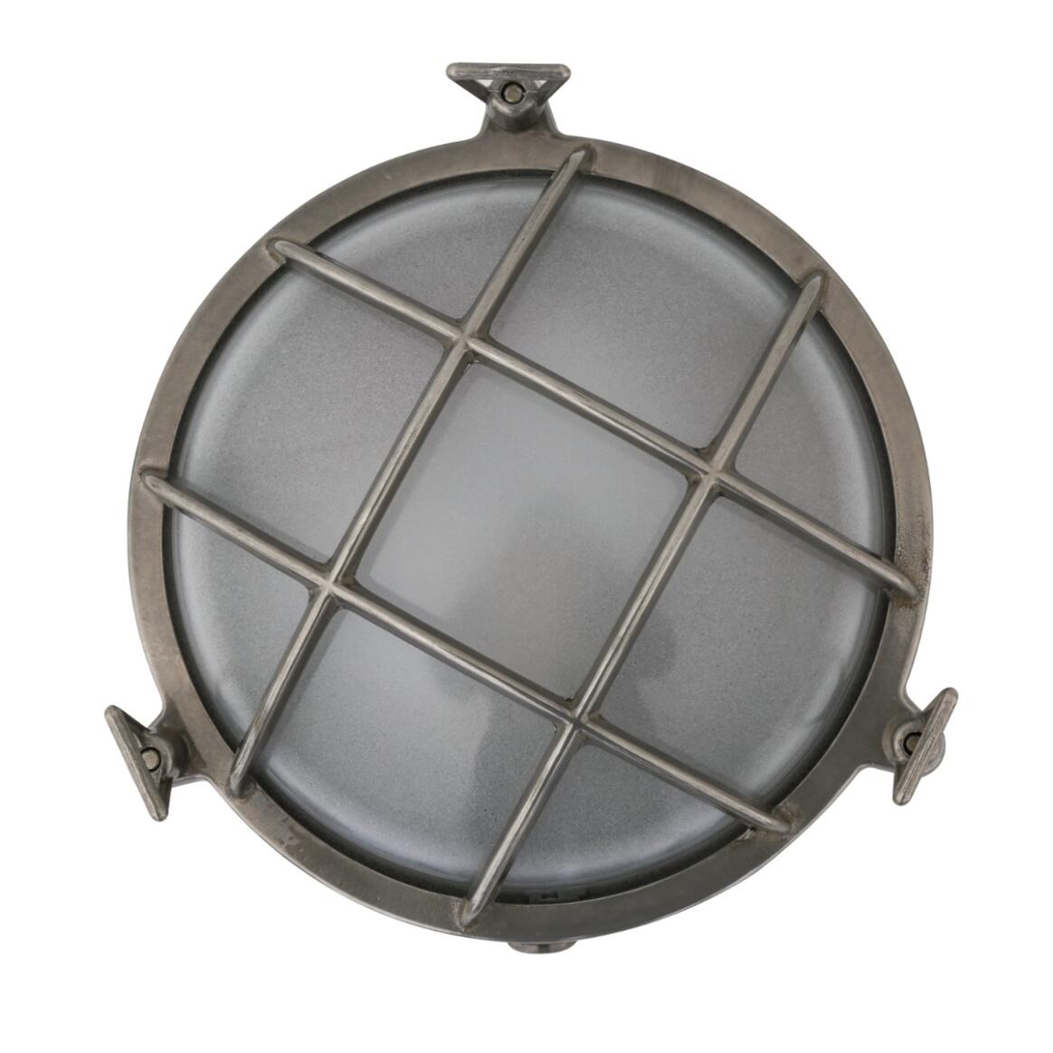 Cast Brass Circular Bulkhead Wall Light with Cage and Glass Shade by  Daeyang, 1980s for sale at Pamono