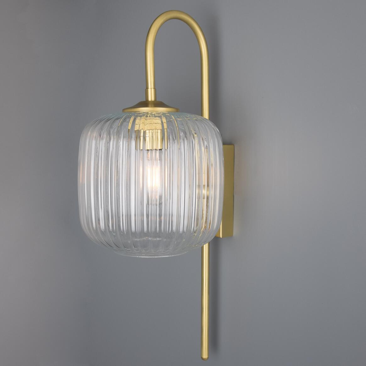 Astoria Reeded Glass and Brass Wall Light main product image