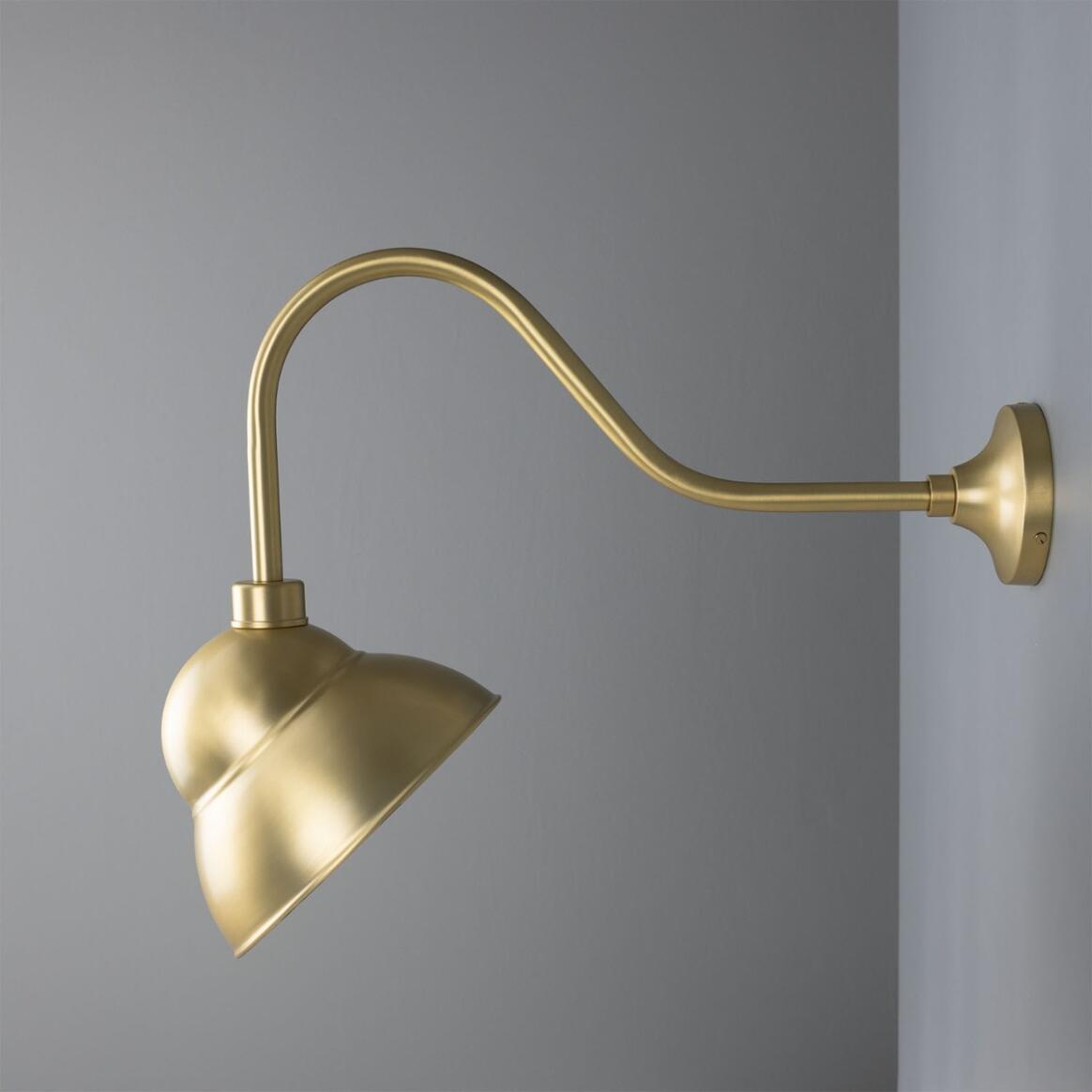 Firstlight Brass Swan Neck Sign Light with a Reflector, ideas4lighting