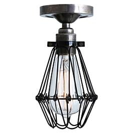 Apoch Industrial Cage Bare Bulb Flush Ceiling Light | Mullan Lighting