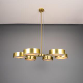 Stirling Alabaster Chandelier, Satin Brass