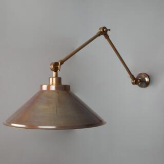 Rio Adjustable Arm Wall Light with Brass Shade, Antique Brass