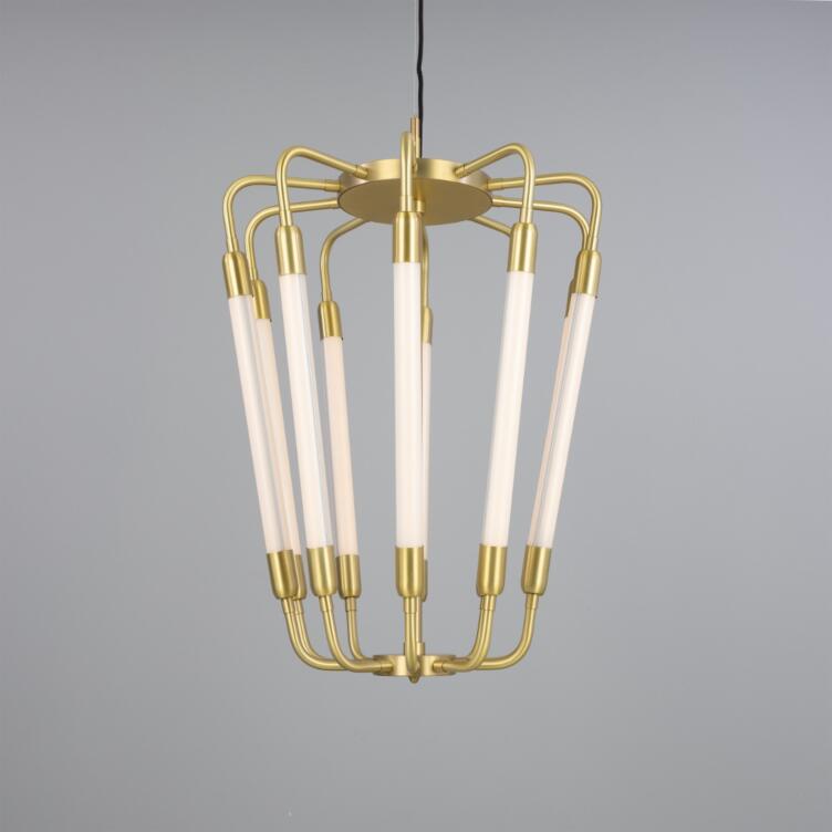 Jersey Modern Cluster Chandelier, Satin Brass