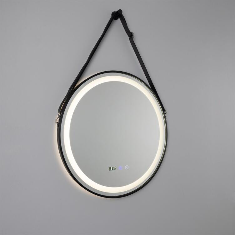 Sines Black Circular LED Bathroom Mirror 60cm, Illuminated