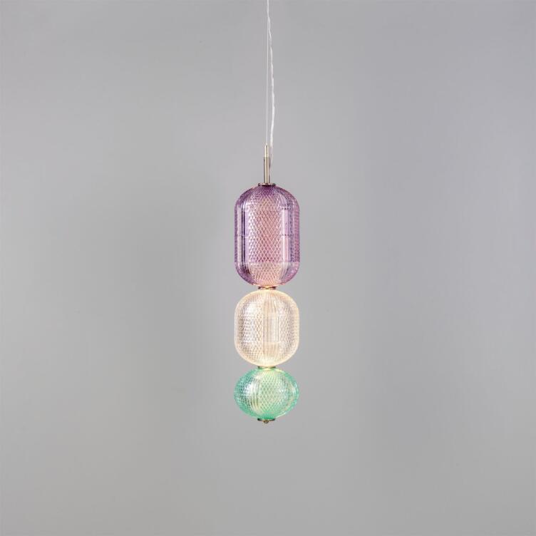 Ashford Medium Colourful Pendant Light, Antique Silver