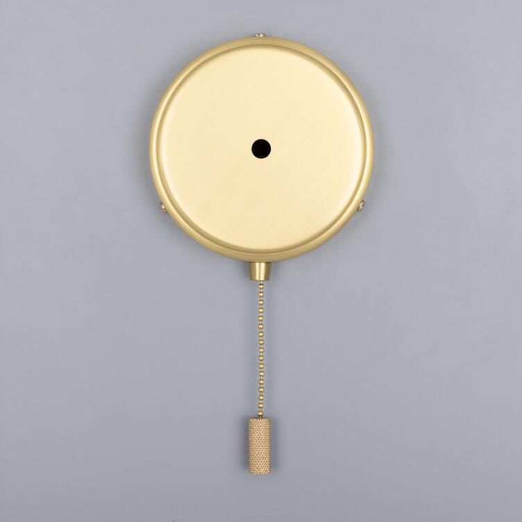 Pressed Brass Wall Bracket with Pull Switch 12cm, Satin Brass, Knurled