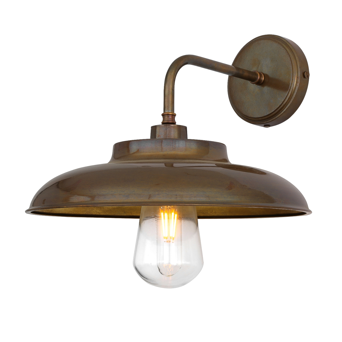 Darya Industrial Brass Outdoor Wall Light 32cm IP65 | Mullan Lighting