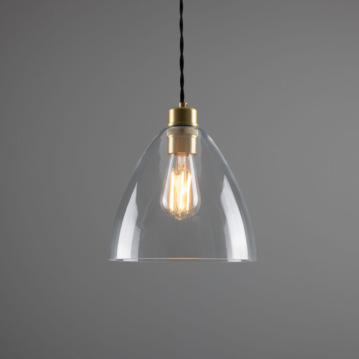 Luang Modern Clear Glass Cone Pendant Light 23cm | Mullan Lighting