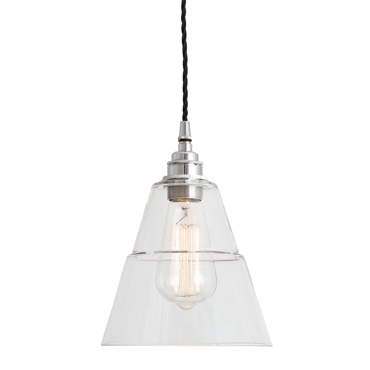 Lyx Contemporary Clear Glass Cone Pendant Light 18cm | Mullan Lighting