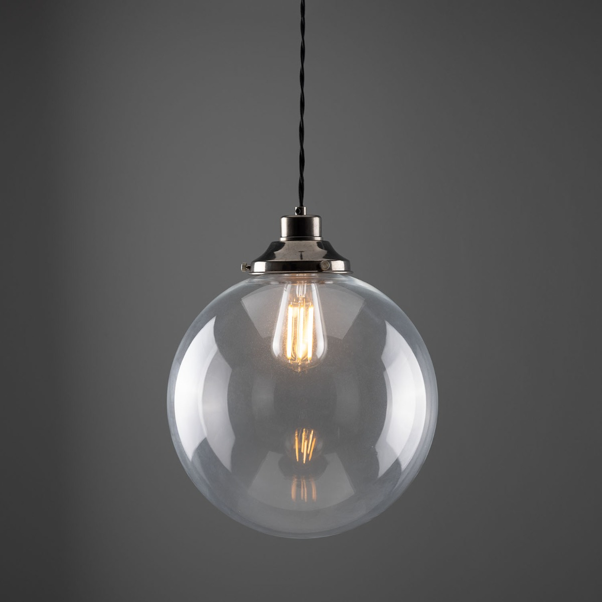 Virginia Clear Glass Globe Pendant Light 30cm | Mullan Lighting