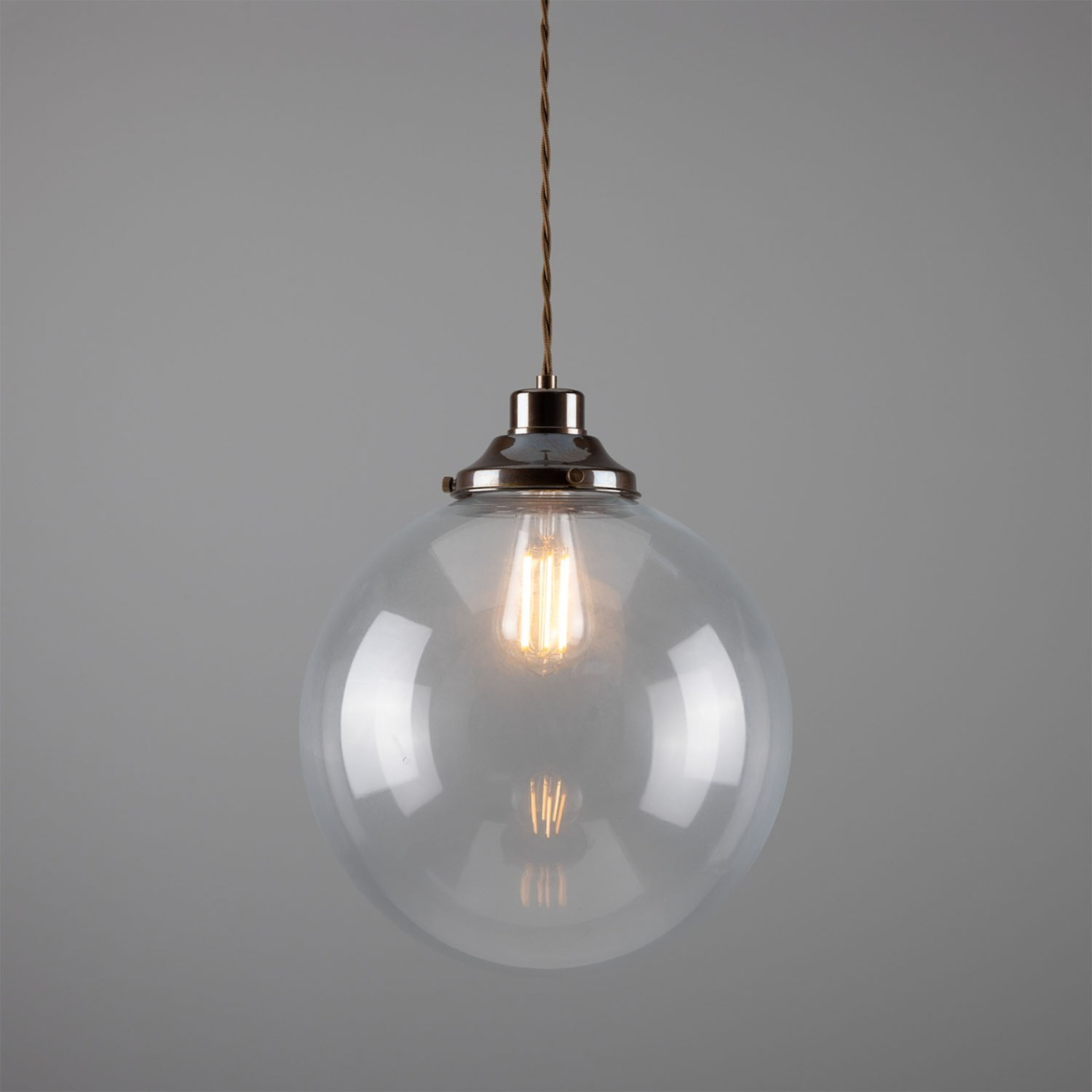 Virginia Clear Glass Globe Pendant Light 30cm | Mullan Lighting