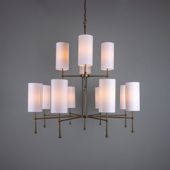 Arizona Modern Brass Two-Tier Chandelier, 12-Arm | Mullan Lighting