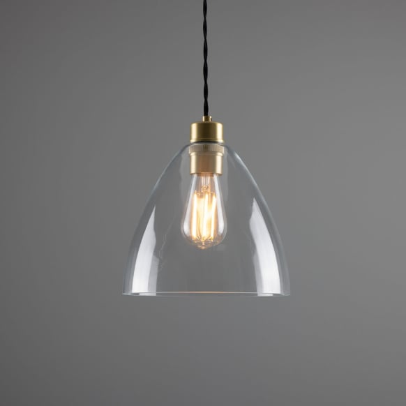 Luang Modern Clear Glass Cone Pendant Light 23cm | Mullan Lighting