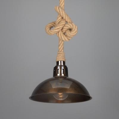 Tahiti Jute Rope Pendant Light with Vintage Brass Shade 11.8" IP65