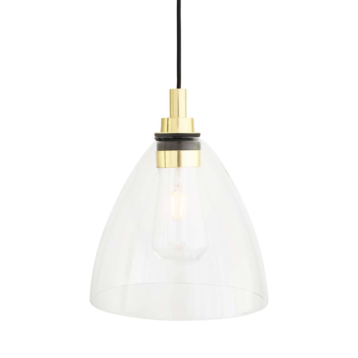 Caspian Clear Glass Bathroom Pendant Light 20cm Ip65 Mullan Lighting