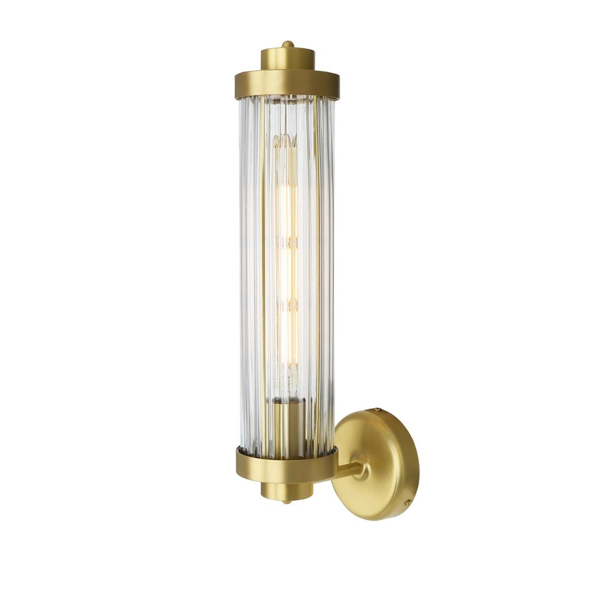 Louise Vintage Rippled Glass And Brass Bathroom Wall Light Mullan Lighting